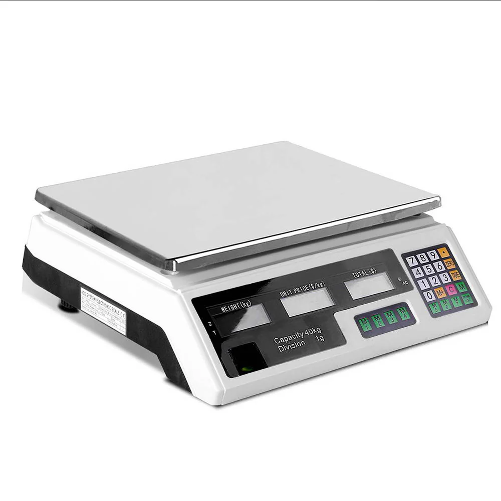 Scales Digital Kitchen 40KG Weighing Scales Platform Scales LCD - White - Nurns