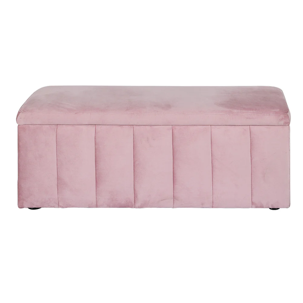 Storage Ottoman Blanket Box 103cm Velvet - Pink - Nurns