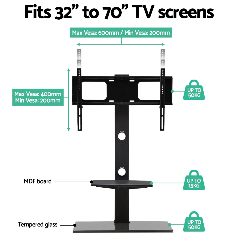 Floor TV Stand with Bracket Shelf Mount - Nurns