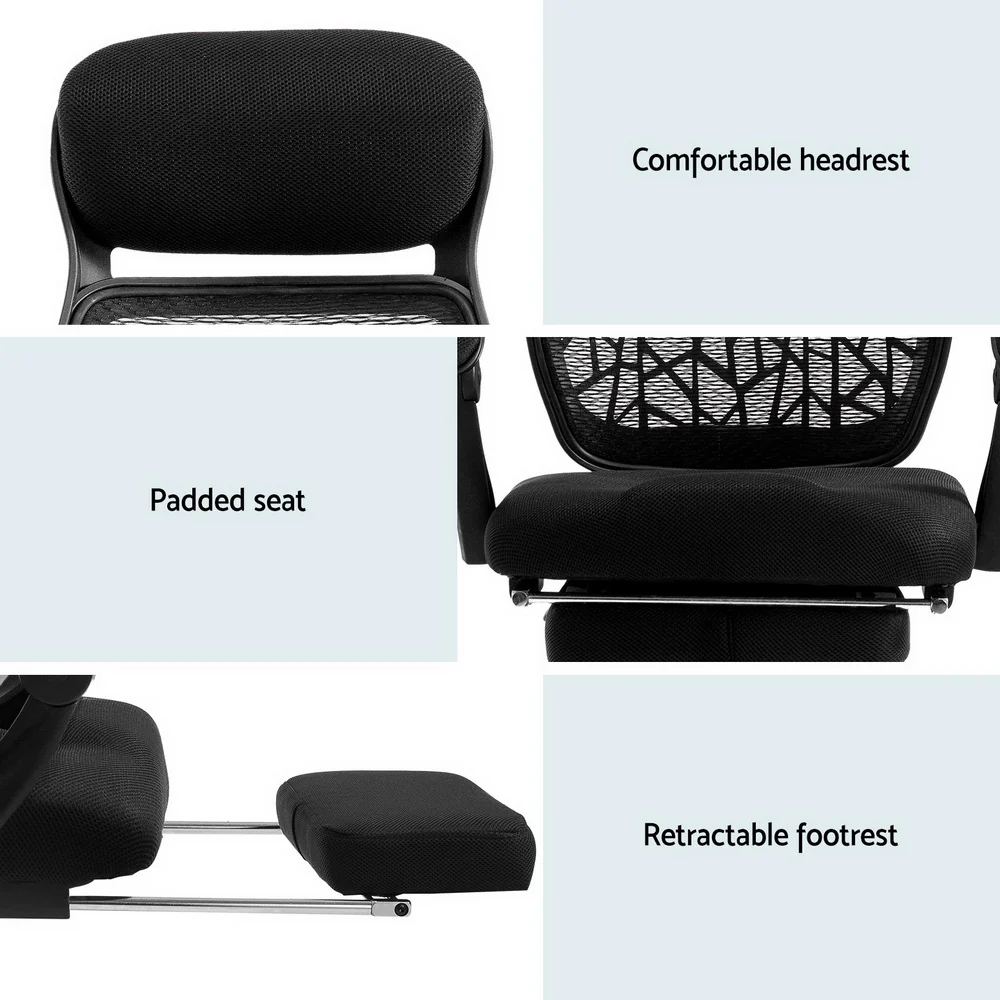 Artiss Mesh Office Chair Recliner Black - Nurns