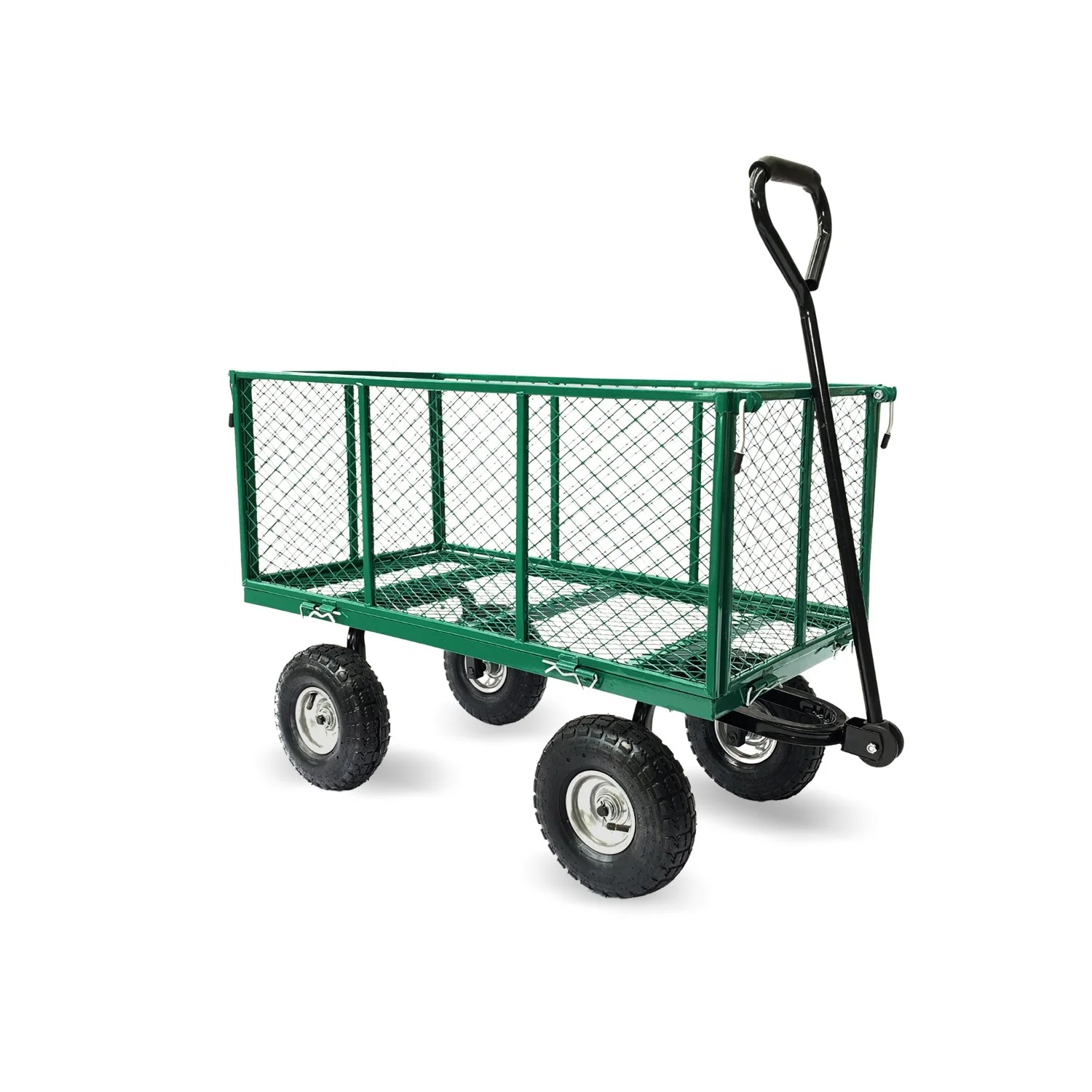 Steel Mesh Garden Trolley Cart - Green - Nurns