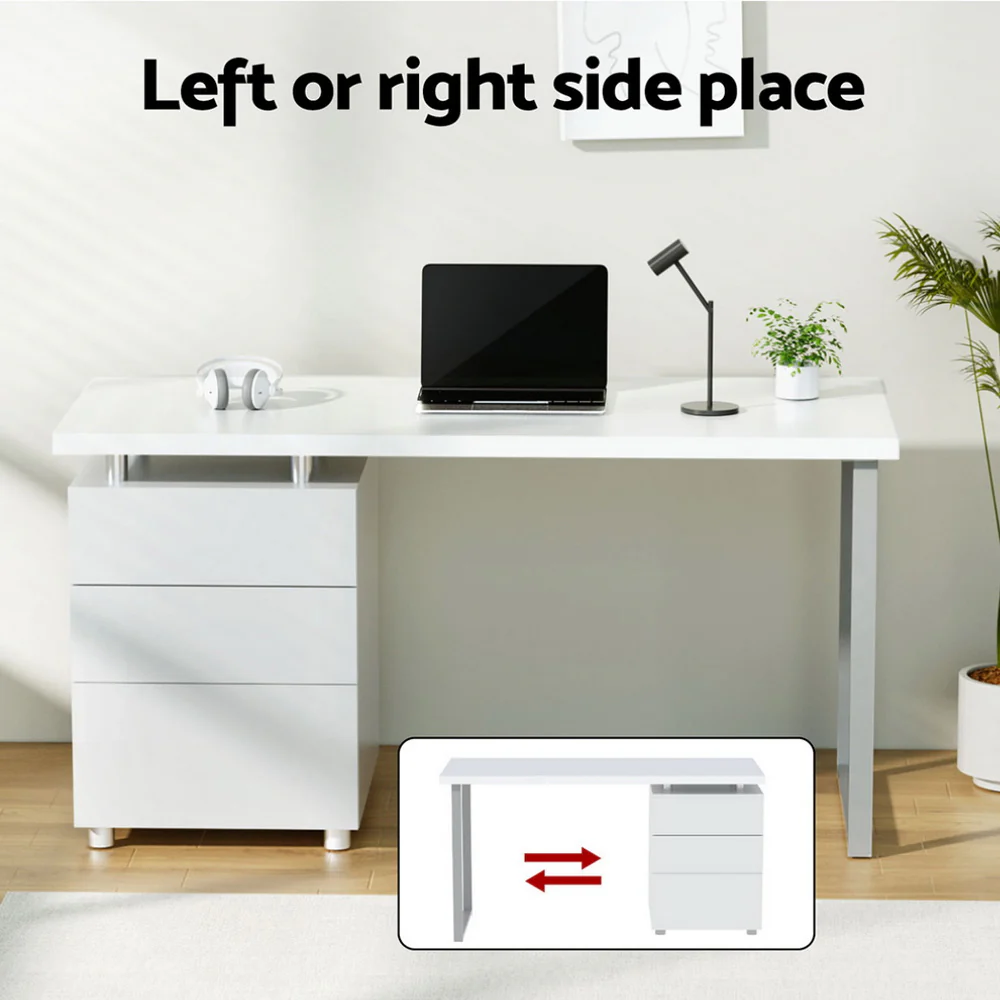 Artiss Computer Desk Drawer White 140cm - Nurns