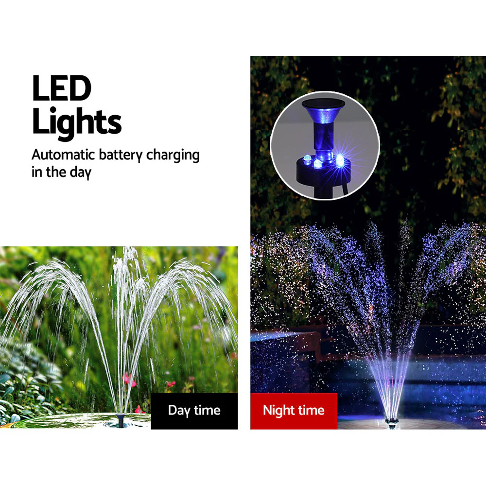 Solar Pond Pump with Battery Kit LED Lights 5.2FT - Nurns
