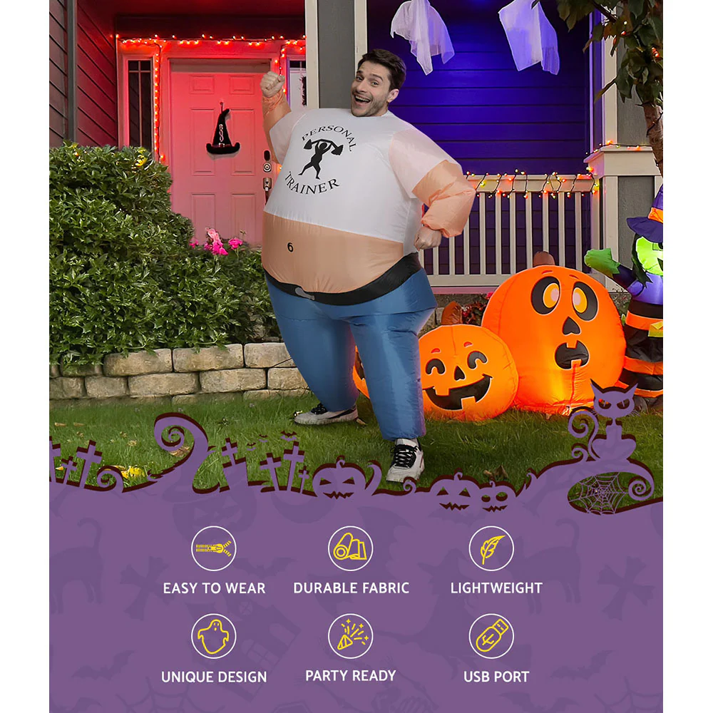 Inflatable Samson Costume Adult Suit Blow Up Party Fancy Dress Halloween Cosplay - Nurns