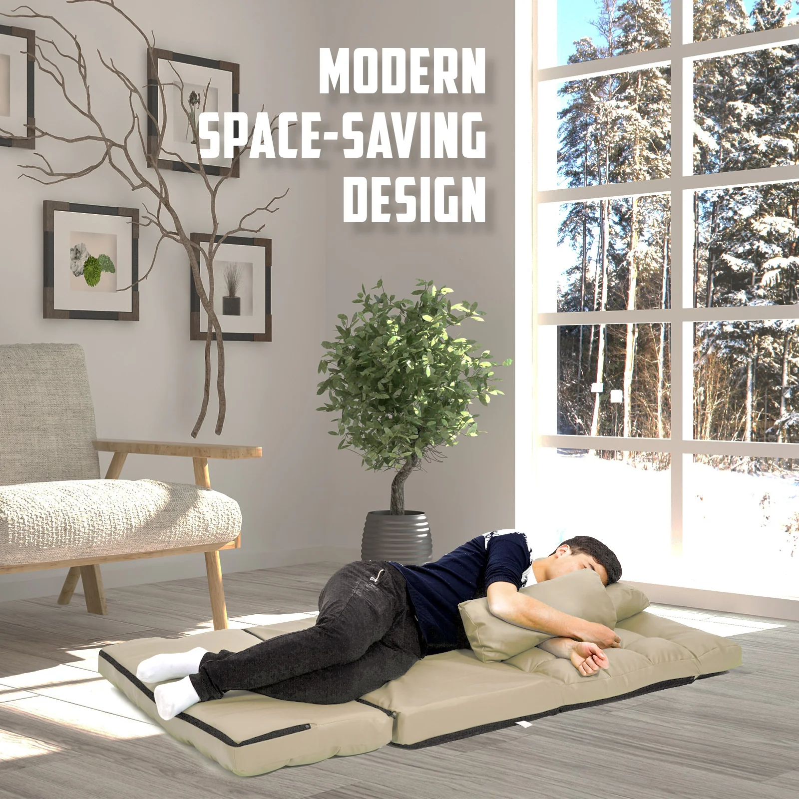 Merryn 2-Seater Lounge Couch Sofa Bed Double Seat Leather - Beige - Nurns