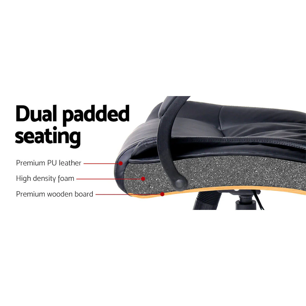 Artiss Executive Office Chair Leather Tilt Black - Nurns