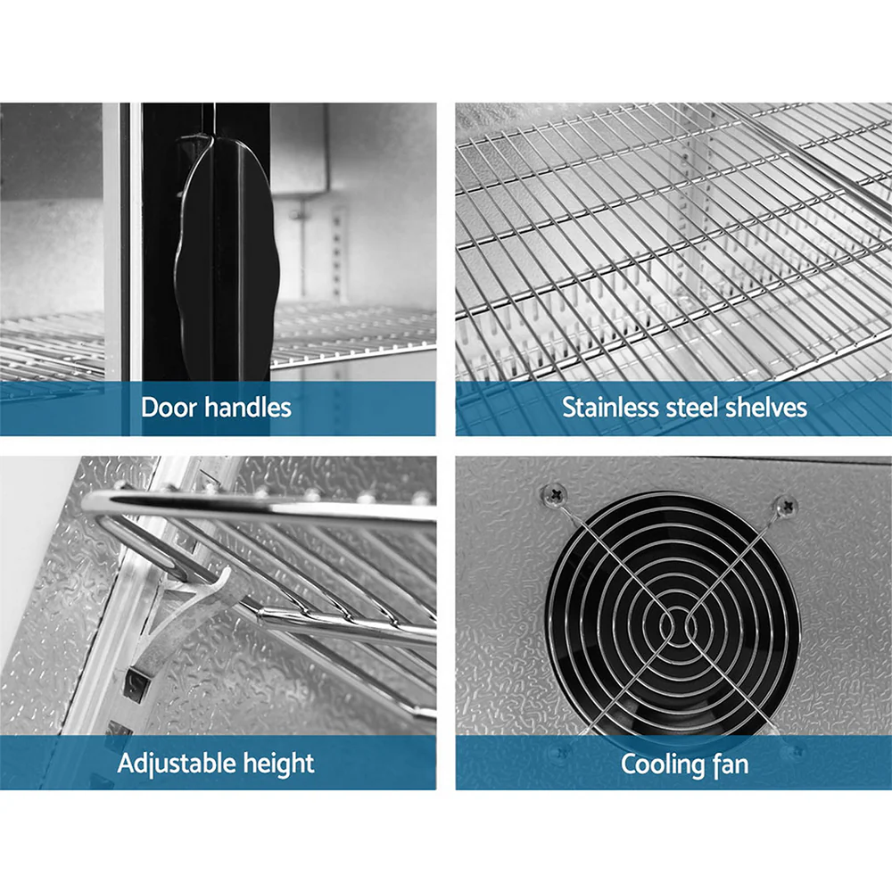 Devanti 198L Bar Fridge Dual Glass Door with Light Black - Nurns