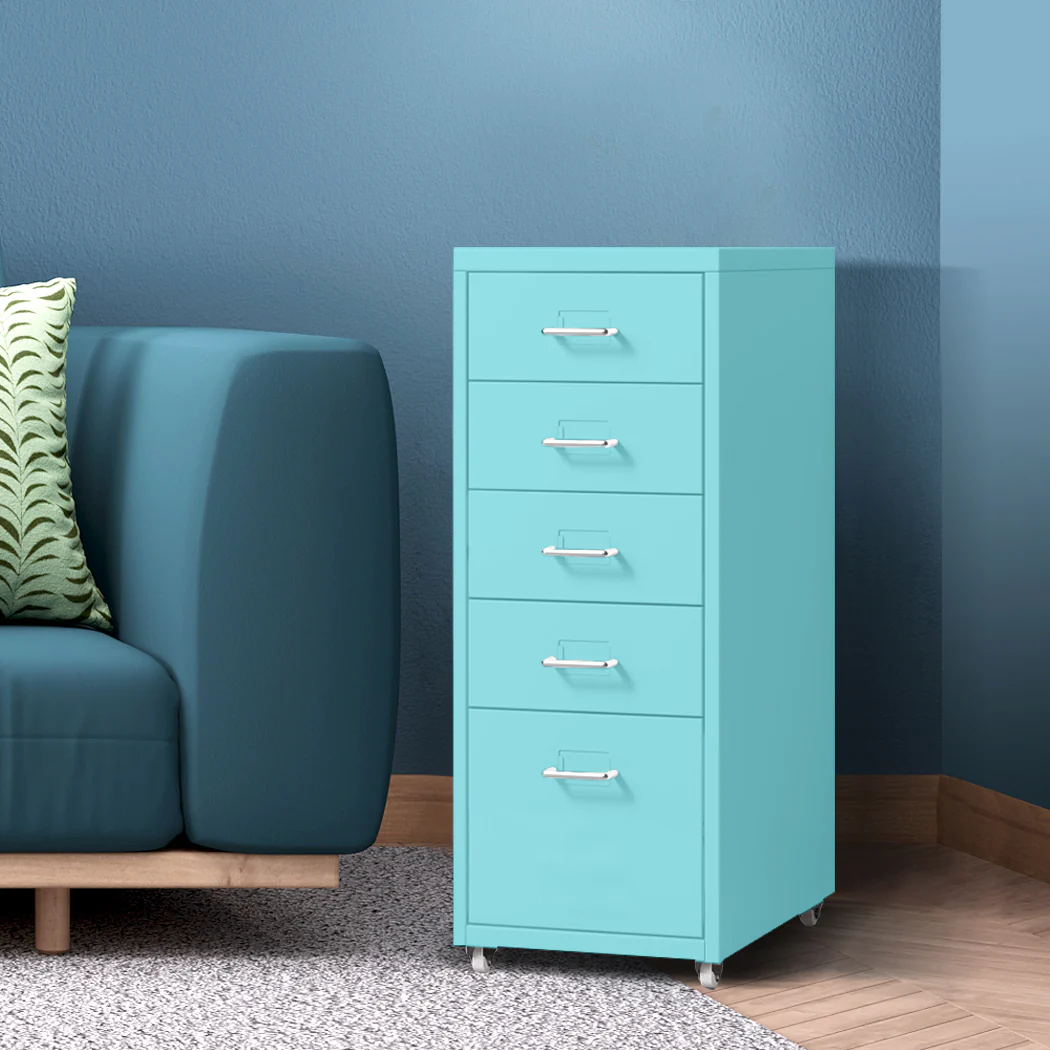 Levede 5 Drawer Office Cabinet Drawers Turquoise - Nurns
