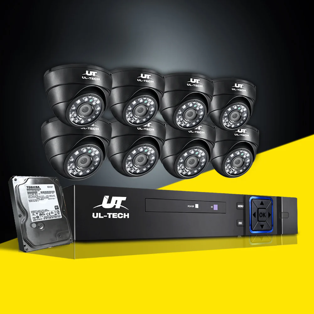 CCTV Security System 8CH DVR 8 Cameras 1TB Hard Drive - Nurns