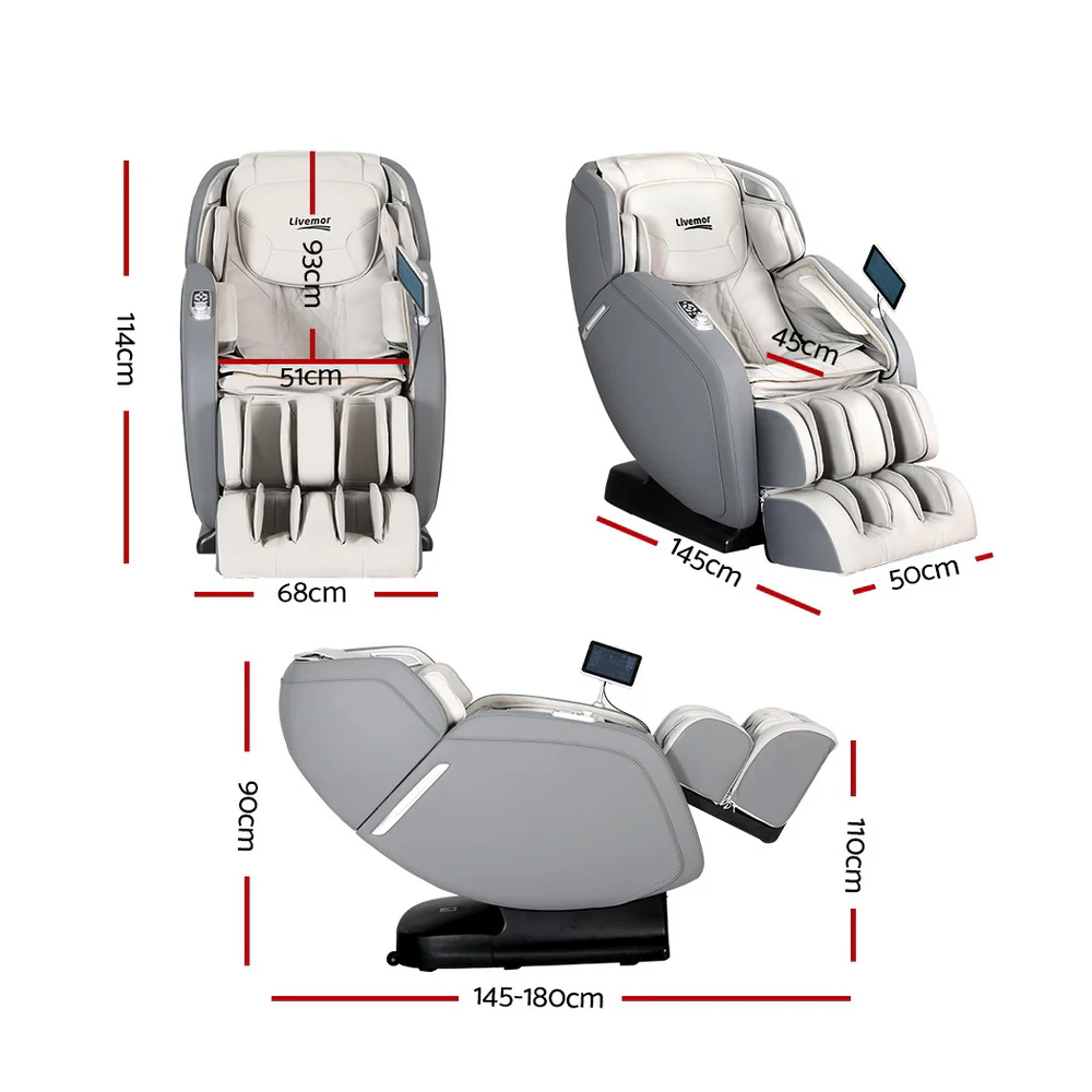 Amun 4D Massage Chair Electric Recliner Home Massager - Grey - Nurns
