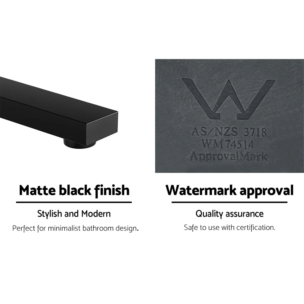 Bathroom Mixer Spout Wall Bath Tap Square Swivel Bathtub Black - Nurns