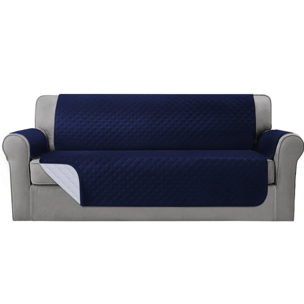 Sofa Cover Quilted Couch Covers 100% Water Resistant 4-Seater Navy - Nurns