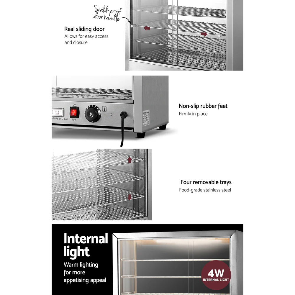 Devanti Commercial Food Warmer Hot Display Showcase Cabinet 64cm - Nurns