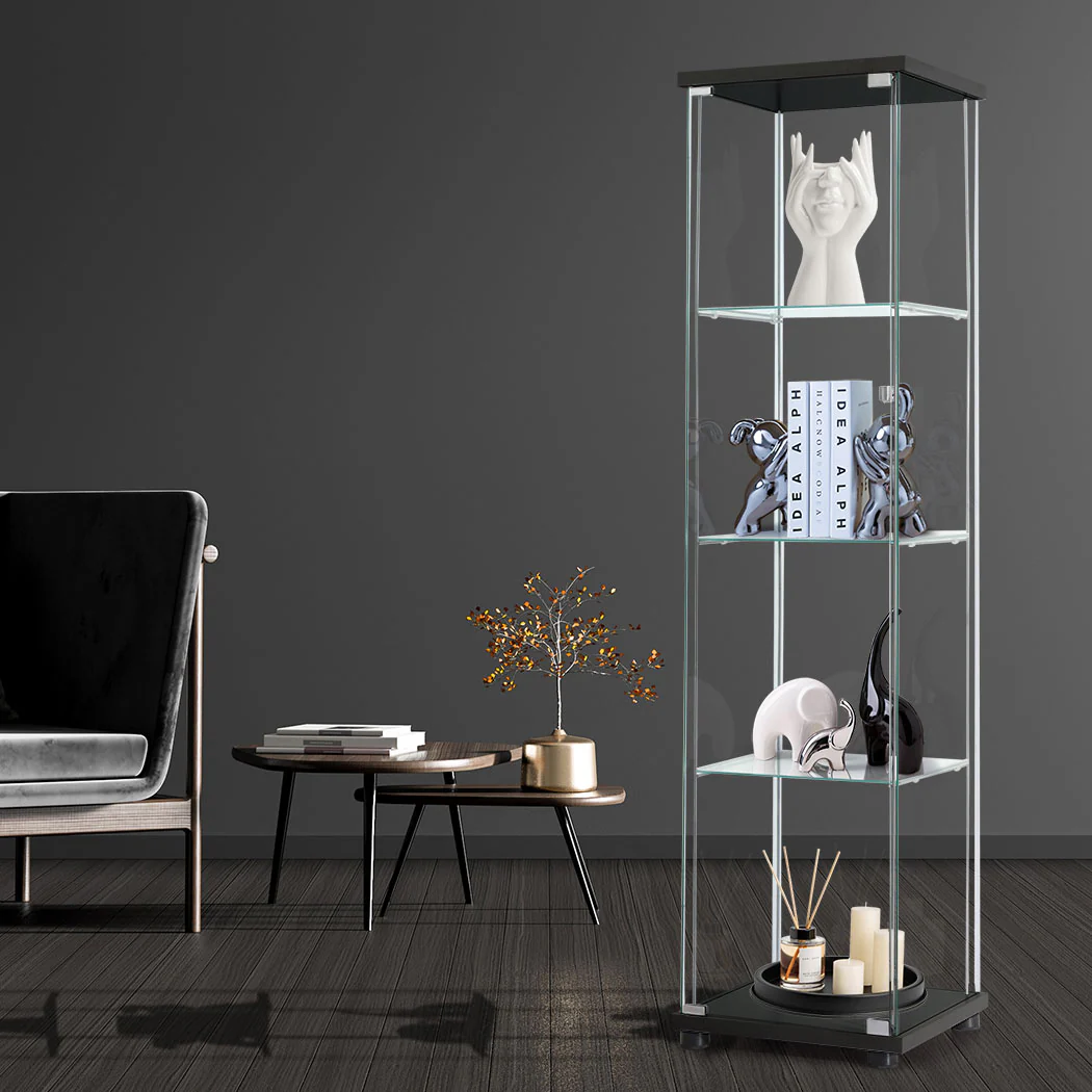 Stacked Display Storage Cabinet Glass Black - Nurns