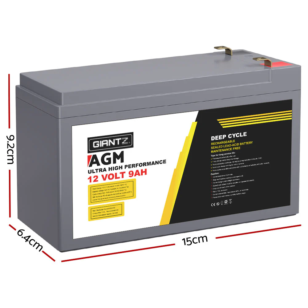 AGM Deep Cycle Battery 12V 9Ah Box Portable Solar Caravan Camping - Nurns