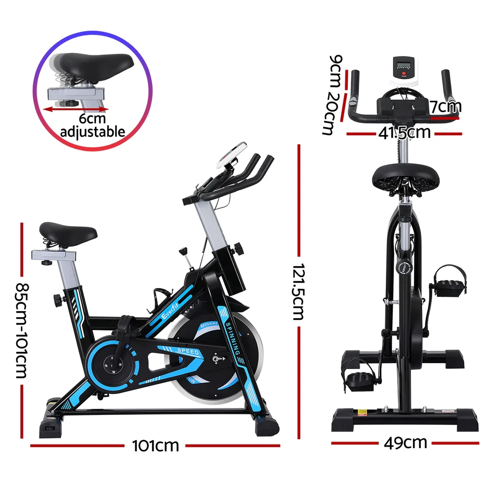Everfit Spin Bike Exercise Bike 13KG Flywheel Fitness 150kg capacity - Nurns