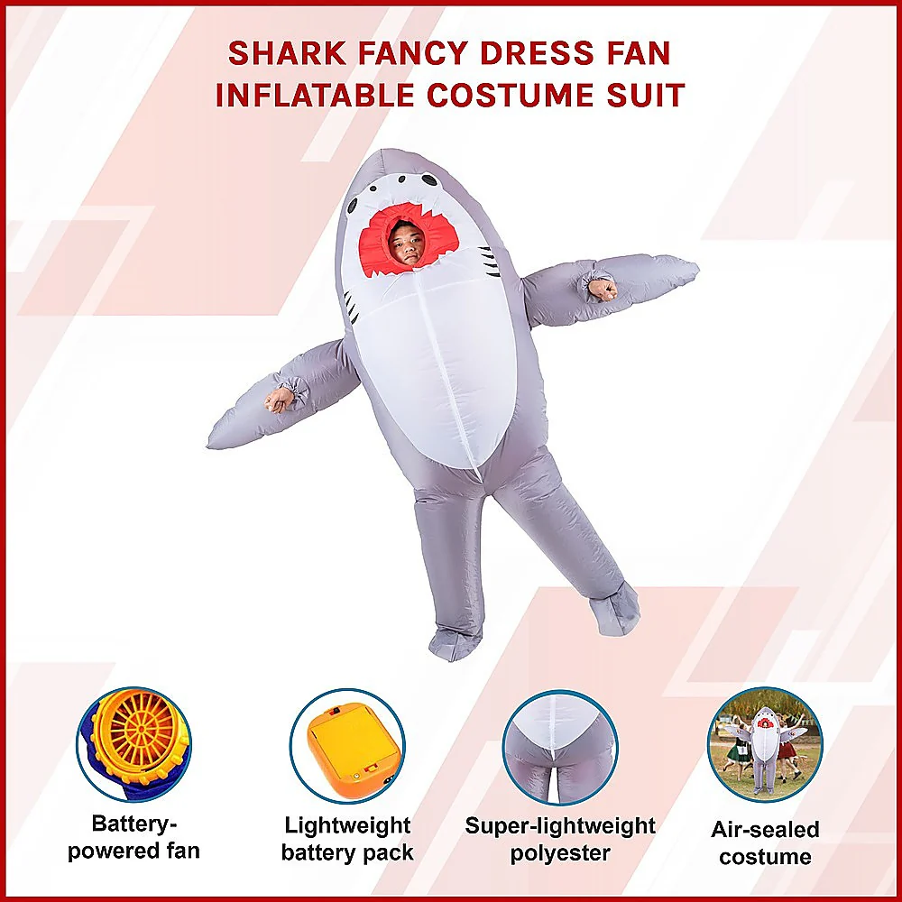 Shark Fancy Dress Fan Inflatable Costume Suit - Nurns