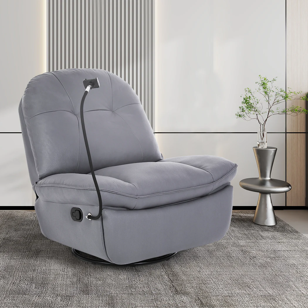 Clio Recliner Chair Lounge 360 Swivel - Grey - Nurns