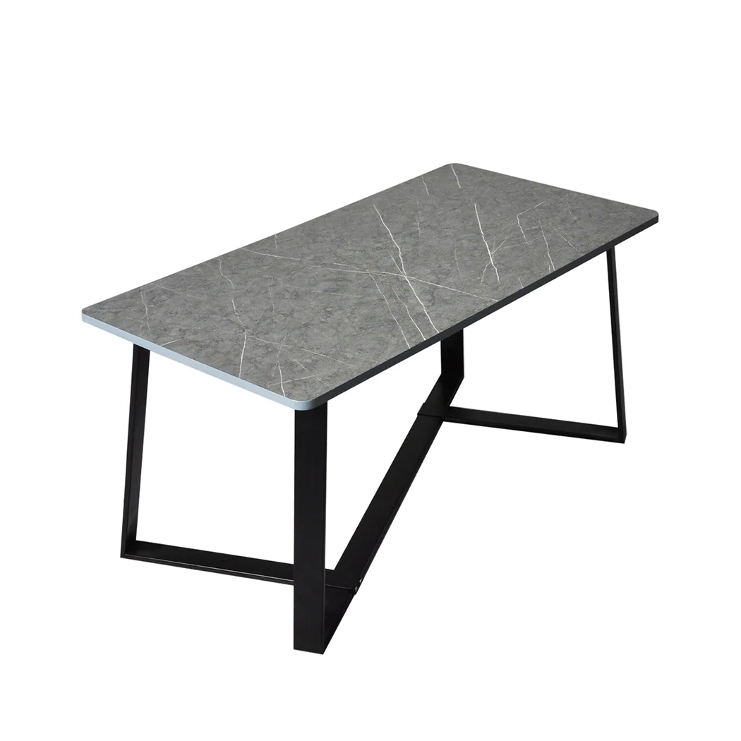 Ilios Coffee Table Storage Dining Industrial Steel Legs - Grey & Black - Nurns