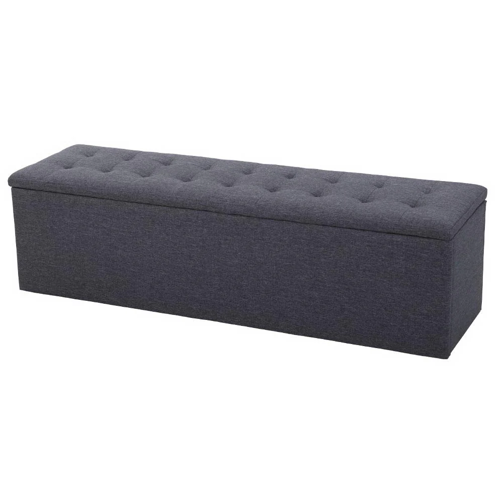 Storage Ottoman Blanket Box Linen Foot Stool Rest Chest Couch Grey - Nurns