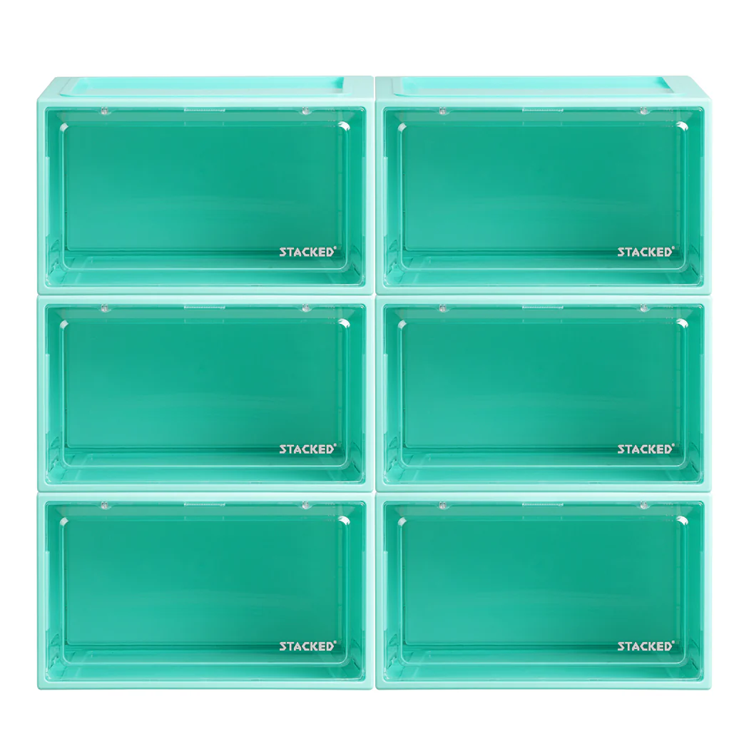 Stacked 6x Sneaker Display Case Shoe Cyan - Nurns