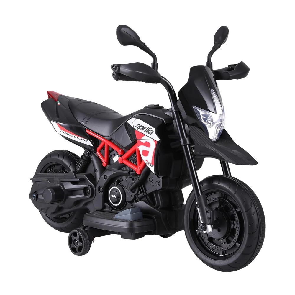 Kids Electric Ride On Car Motorcycle Motorbike Aprilia Licensed Dorsoduro 900 - Black - Nurns