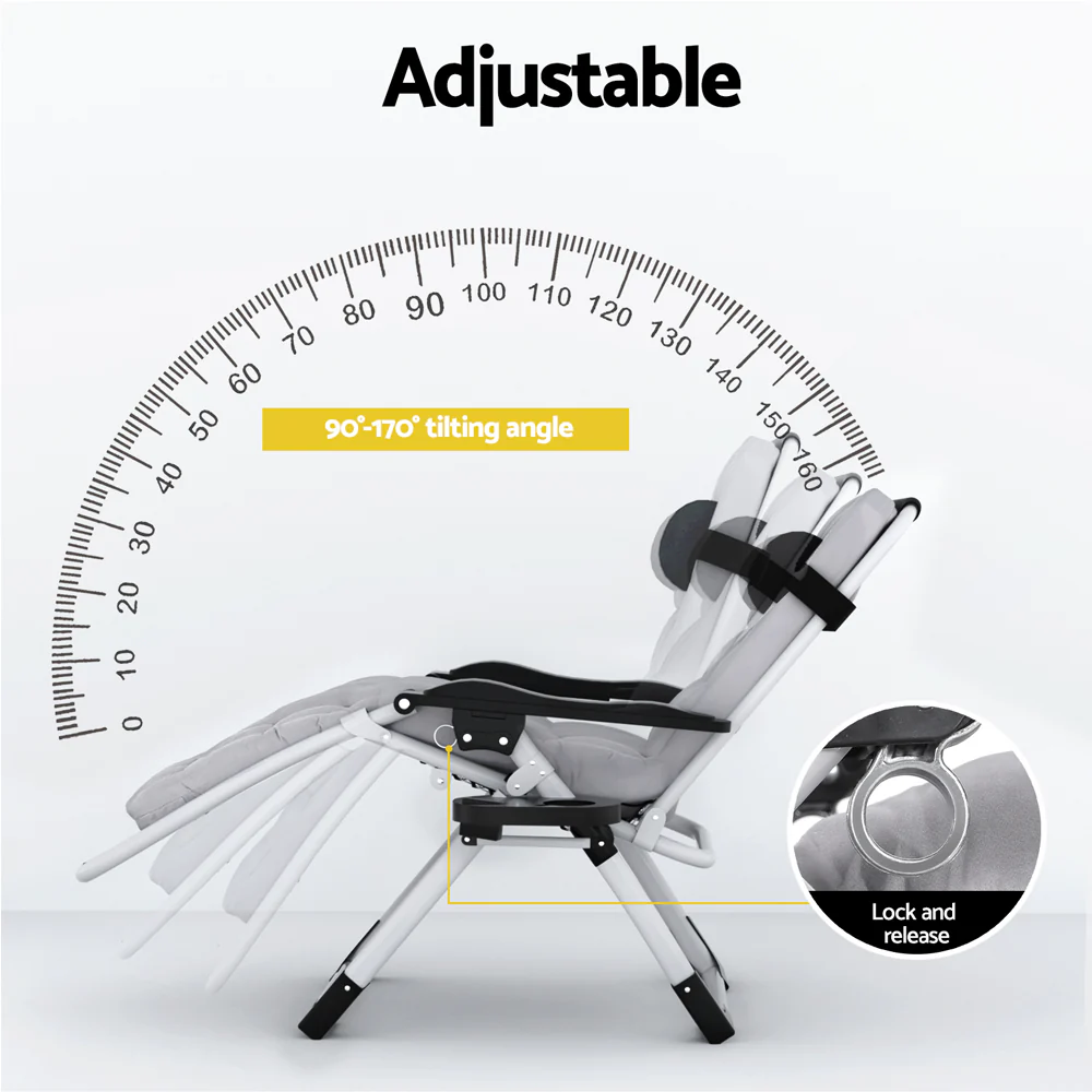 Corey Folding Lounger Camping Zero Gravity Chair Outdoor Furniture - Black - Nurns