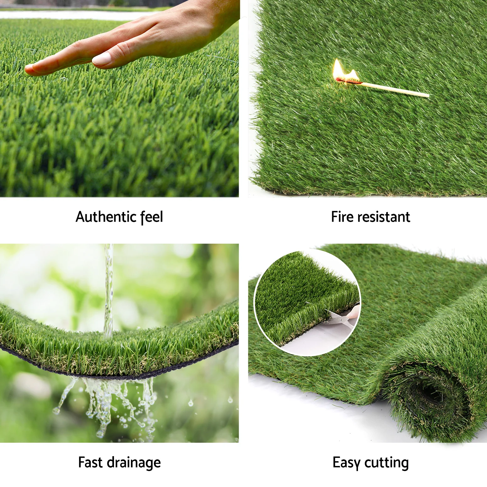 Primeturf Artificial Grass 30mm 2mx5m Synthetic Fake Lawn Turf Plastic Plant 4-coloured - Nurns