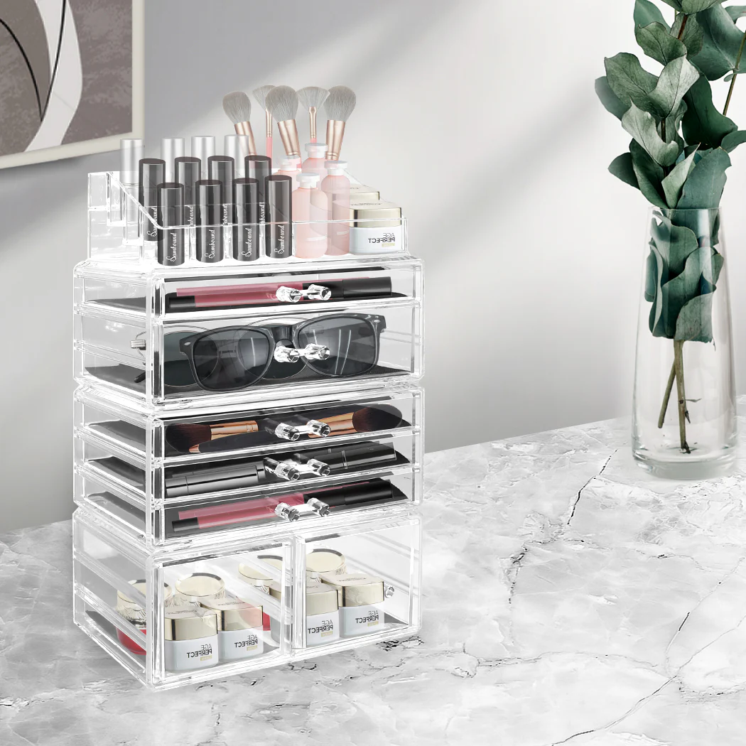 Cosmetic 7 Drawer Makeup Organizer Jewellery Storage Holder Box Acrylic Display - Nurns