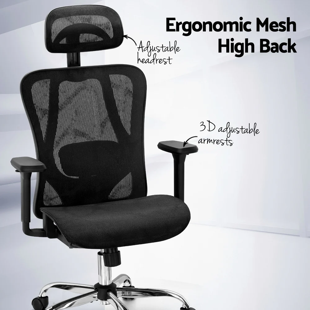 Artiss Ergonomic Office Chair Recline Black - Nurns