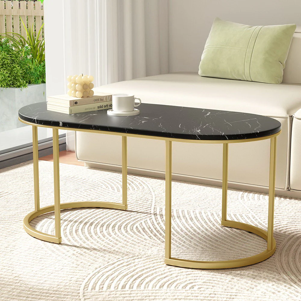 Ivena Coffee Table Marble Effect - Black - Nurns