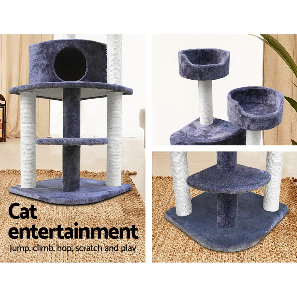 Cat Tree Trees Scratching Post Scratcher Tower Condo House Grey 126cm - Grey - Nurns