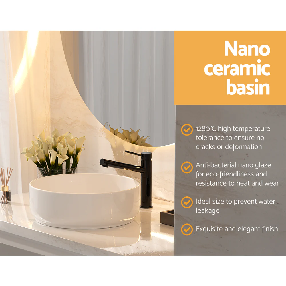 Bathroom Basin Ceramic Vanity Basin Above Counter White Hand Wash - Nurns
