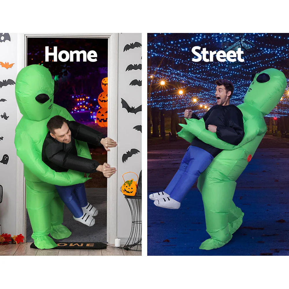 Inflatable Green Alien Costume Adult Suit Blow Up Party Fancy Dress Halloween Cosplay - Nurns