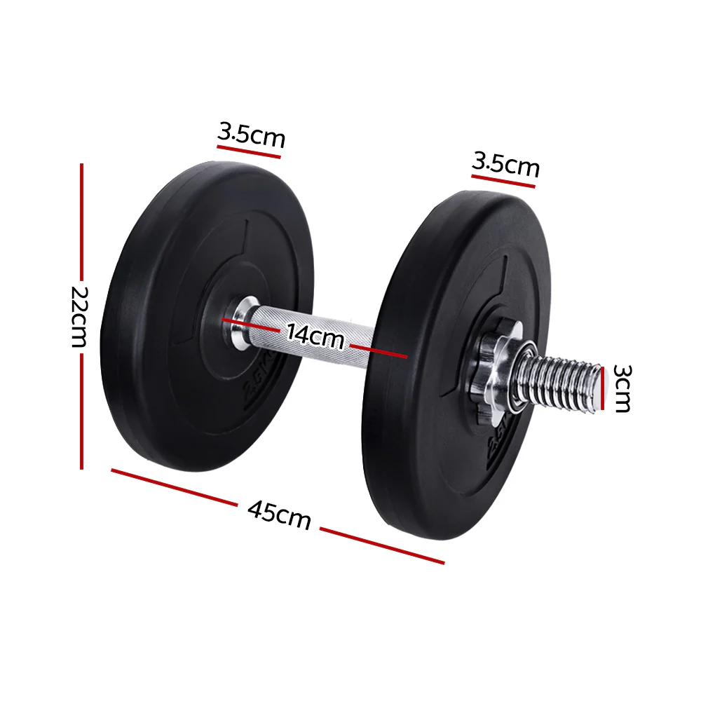 Everfit 15kg Dumbbell Set Weight Plates Dumbbells Lifting Bench - Nurns