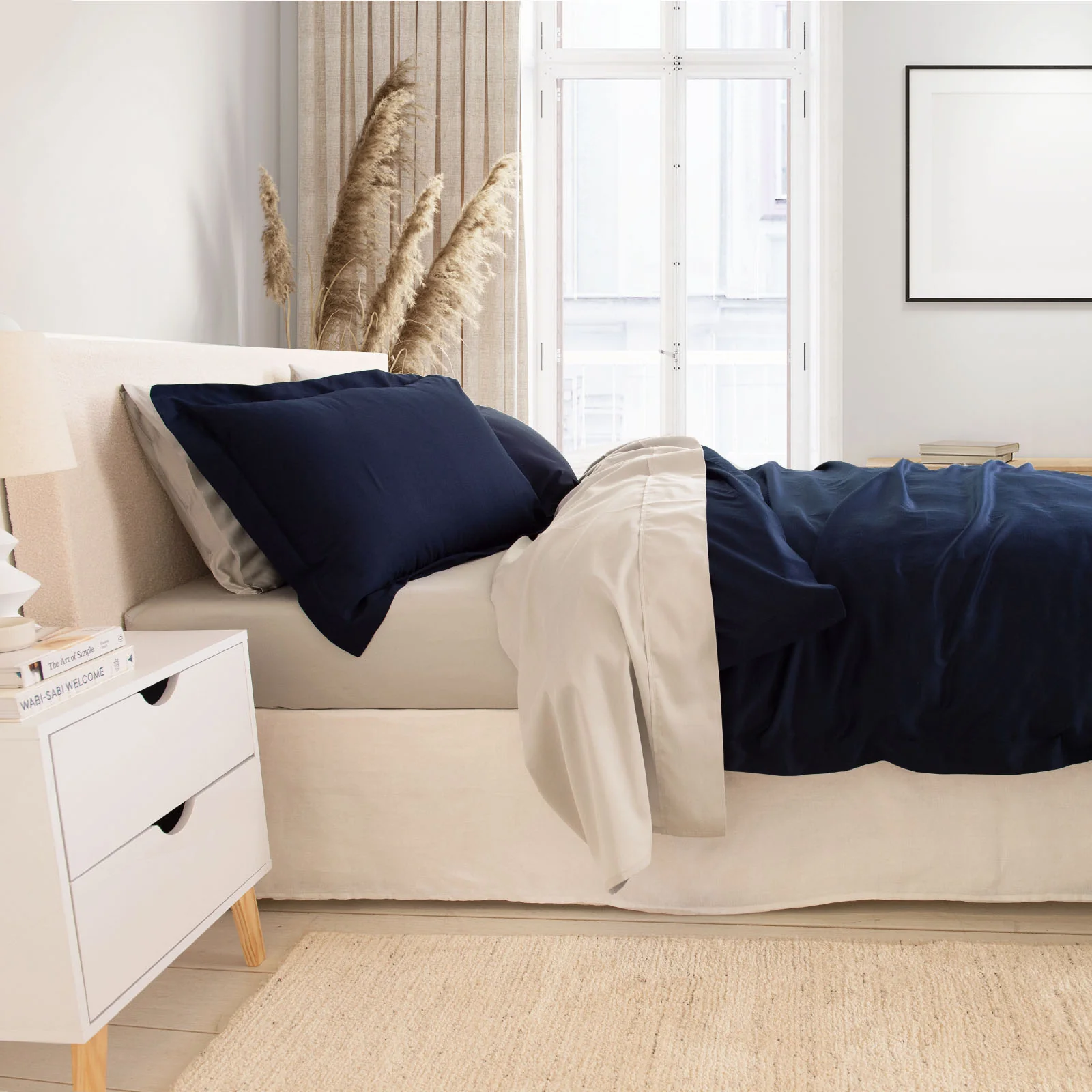 KING 1000TC Bamboo Cotton Quilt Cover Sets - Royal Blue - Nurns