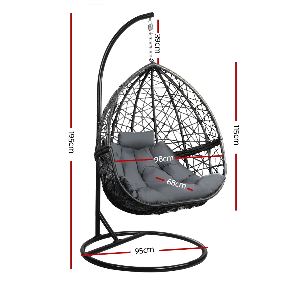 Cordi Egg Swing Chair Outdoor Hanging - Black - Nurns