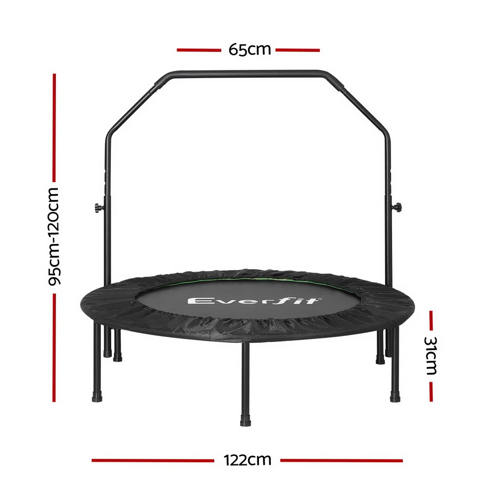 Everfit Trampoline 4FT Round Fitness Rebounder Adjustable Handrail Green - Nurns