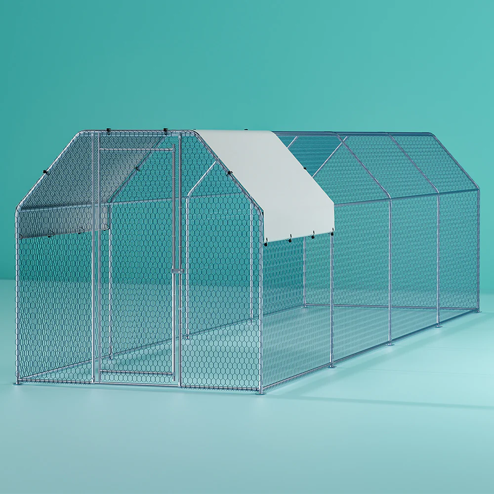 Chicken Coop Cage Run Rabbit Hutch Large Walk In Hen House Cover 2mx8mx2m - Nurns