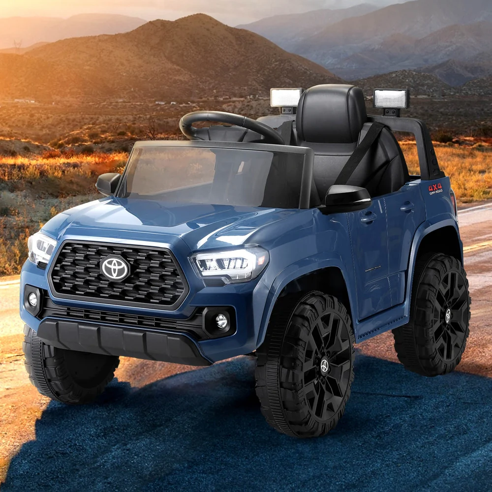 Kids Electric Ride On Car Toyota Tacoma Off Road Jeep Toy Cars Remote 12V - Blue - Nurns