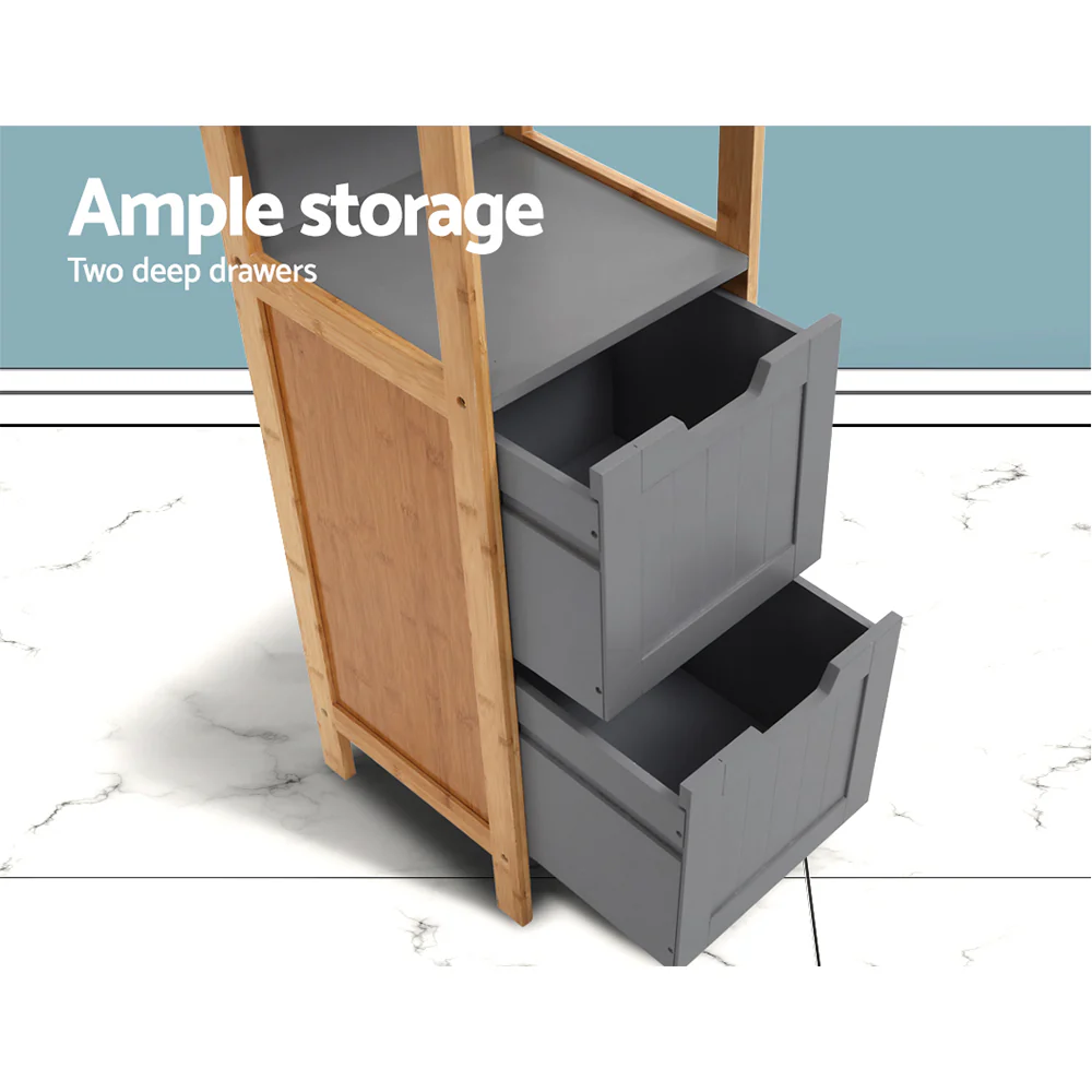 Bathroom Cabinet Tallboy Furniture Toilet Storage Laundry Cupboard 115cm - Nurns