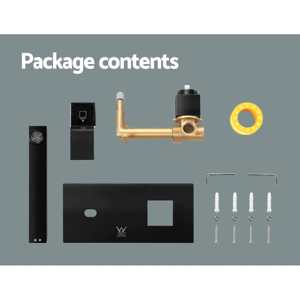 Bathroom Basin Mixer Tap Separate Faucet Vanity Laundry Black - Nurns