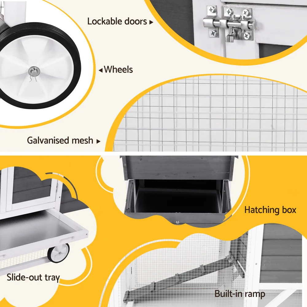 Chicken Coop Rabbit Hutch Extra Large Wooden Run Bunny Cage House Outdoor - Nurns