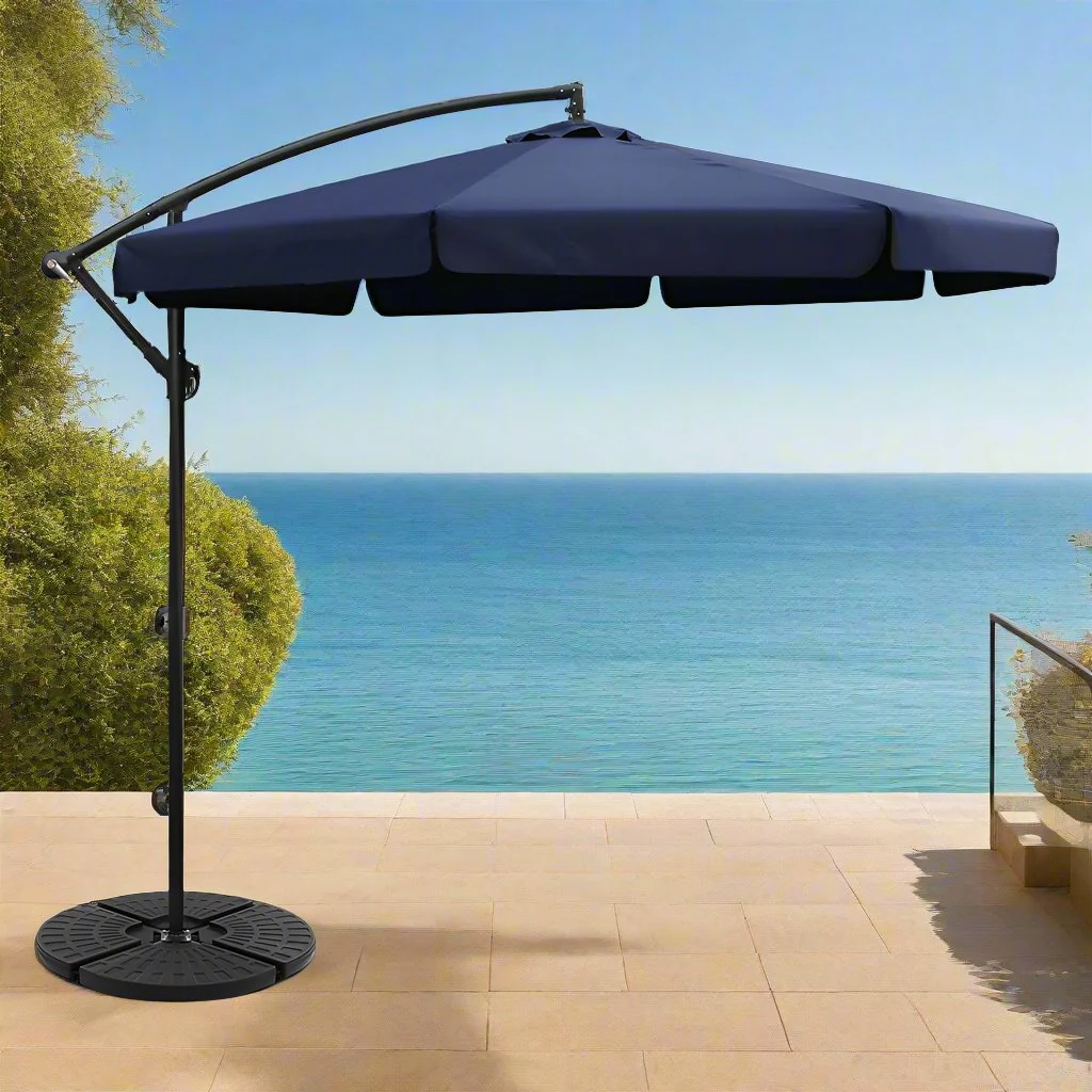 Instahut 3m Outdoor Umbrella w/Base Cantilever Garden Patio Beach Navy - Nurns