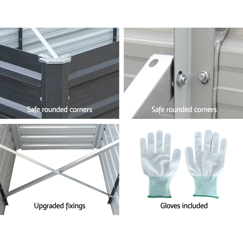 Garden Bed 240x80x77cm Planter Box Raised Container Galvanised Herb - Nurns