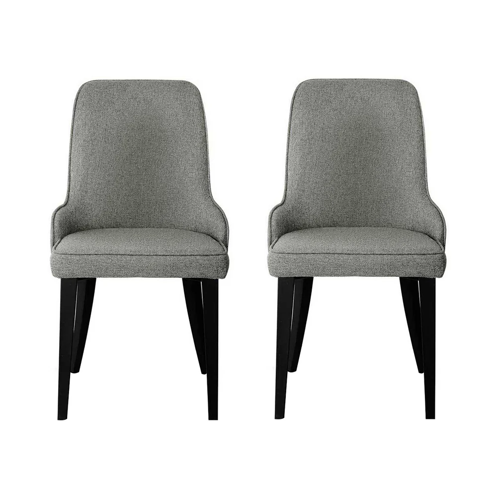 Kimber Set of 2 Dining Chairs Linen Fabric - Grey - Nurns