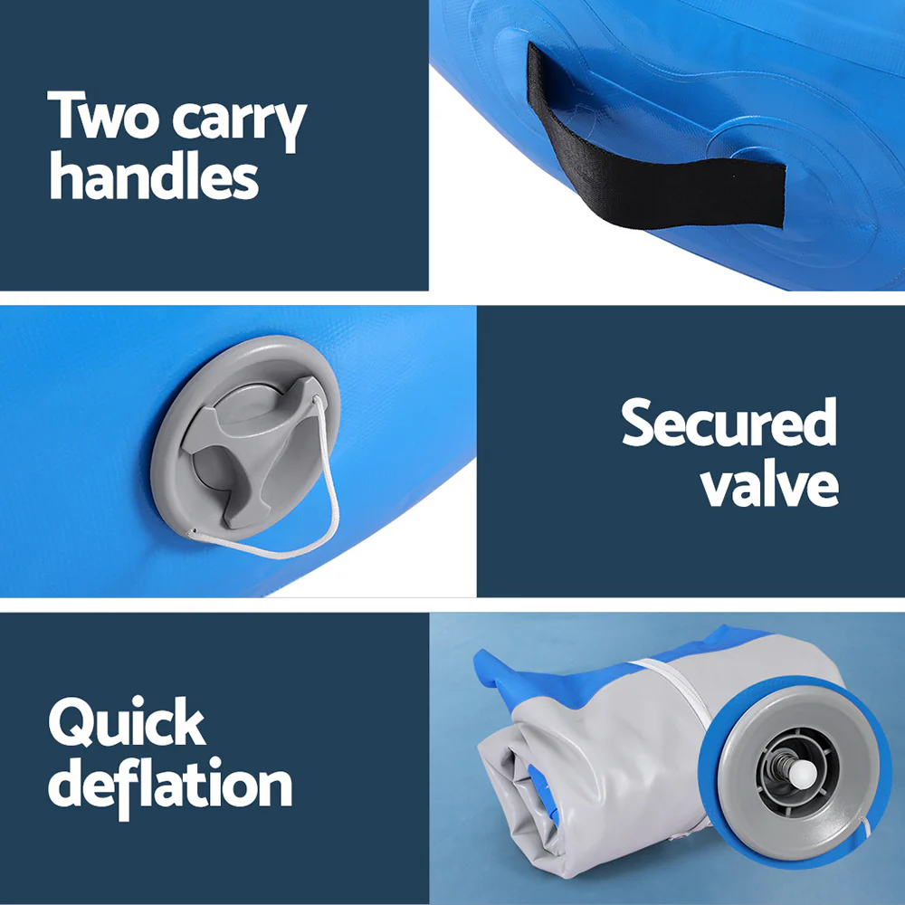 Everfit 1m Air Track Spot Inflatable Gymnastics Tumbling Mat Round Blue - Nurns