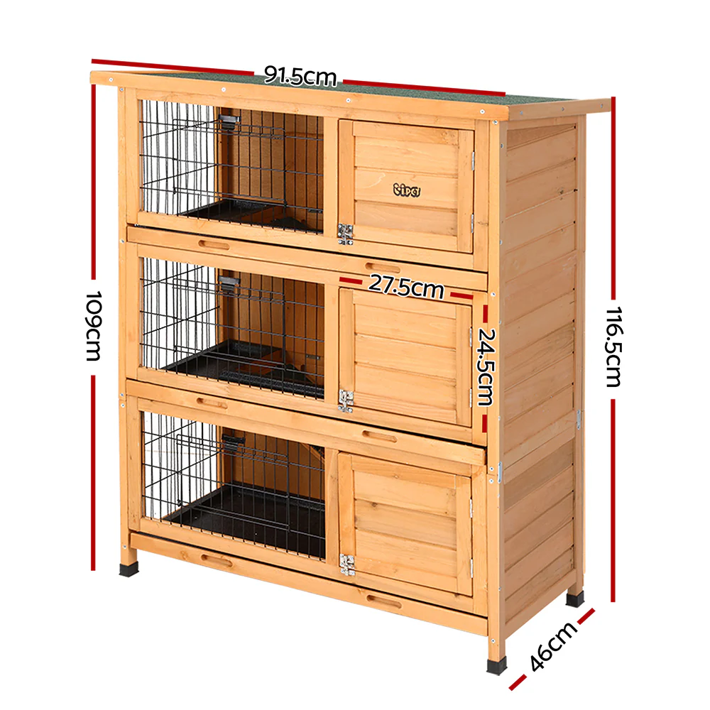 Rabbit Hutch Wooden Cage Pet hutch Chicken Coop 91.5cm x 46cm x 116.5cm - Nurns