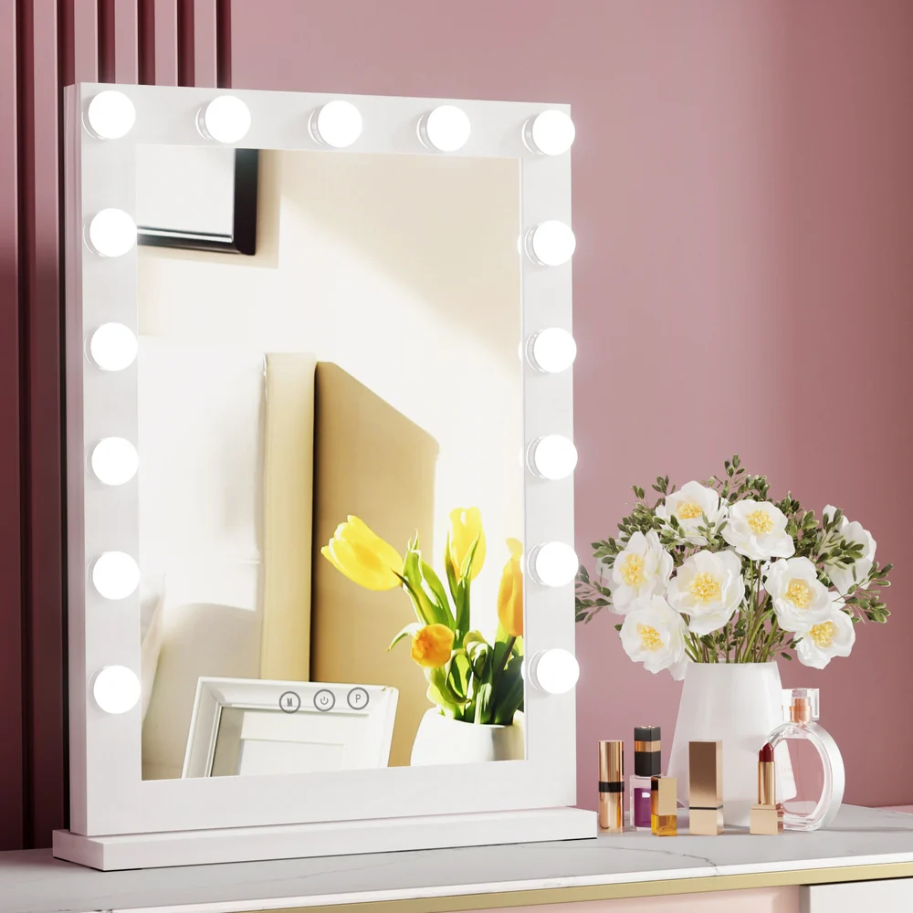 Hollywood Makeup Mirror With Light 15 LED Bulbs Vanity Lighted Stand - Nurns