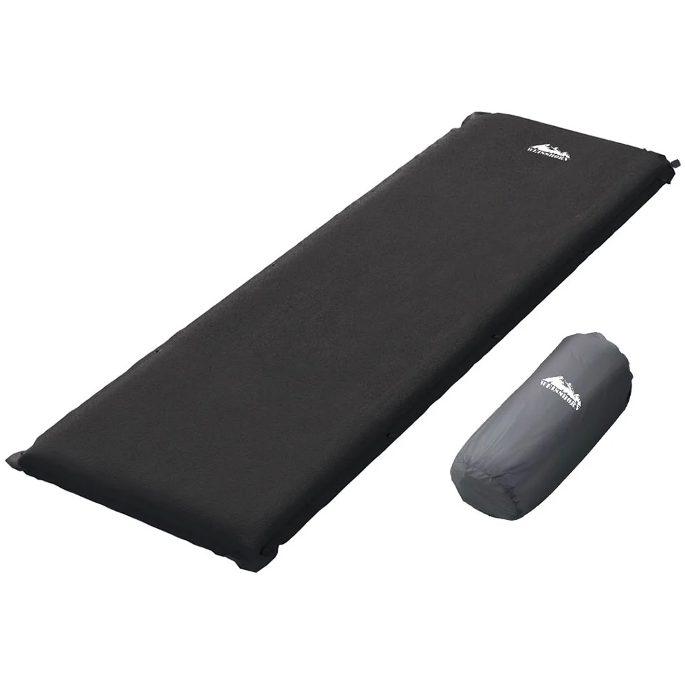 Self-Inflating Mattress Camping Sleeping Mat Air Bed Pad Single Black - Nurns